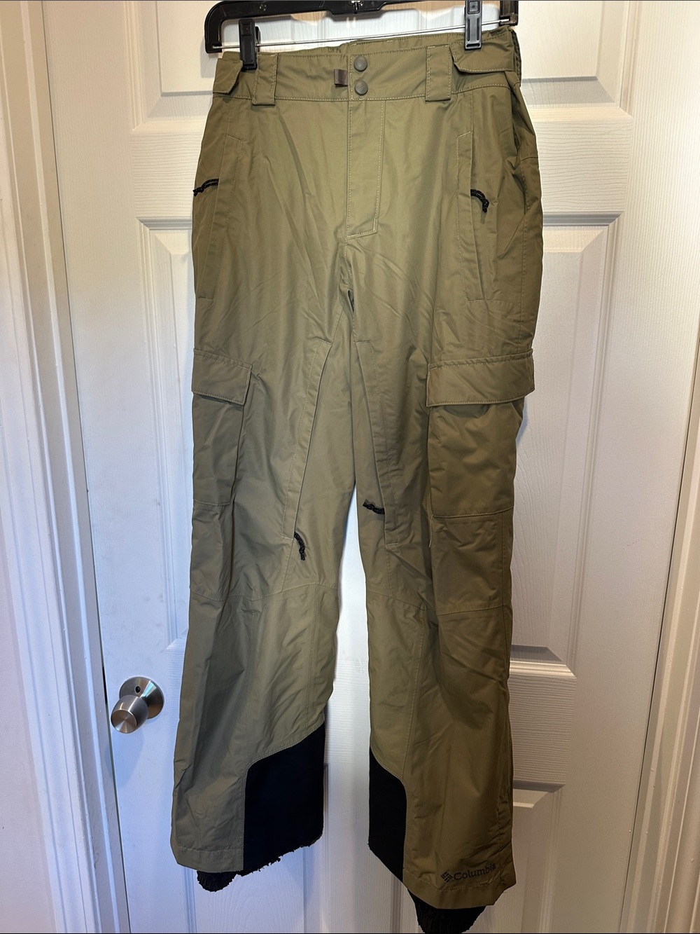 Columbia Olive Green Cargo Ski Pants with Black Reinforced Hem